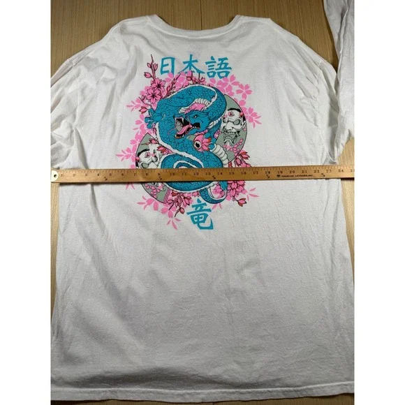 Neon Riot Shirt Mens 2XL White Japanese Dragon Graphic Print Cotton Streetwear - Picture 6 of 6